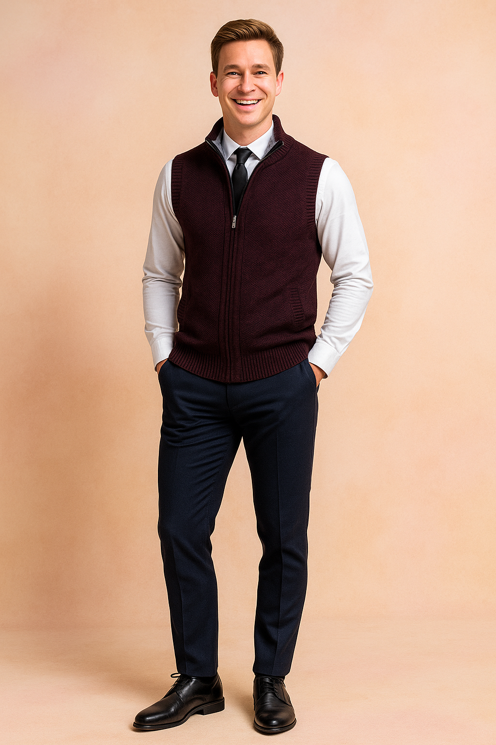 Ærmeløs herrecardigan | Lynlås 3