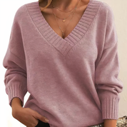 Mira | Dyb V-hals Sweater – Fint Kvindelighed
