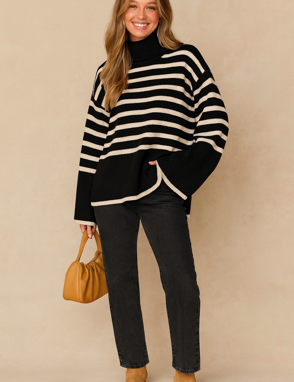 Adrianna | Stribet rullekravetrøje 0