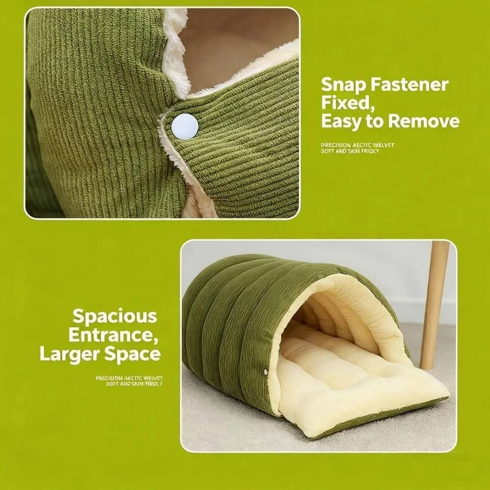 Aftagelig og vaskbar vinterlukket katteseng 4