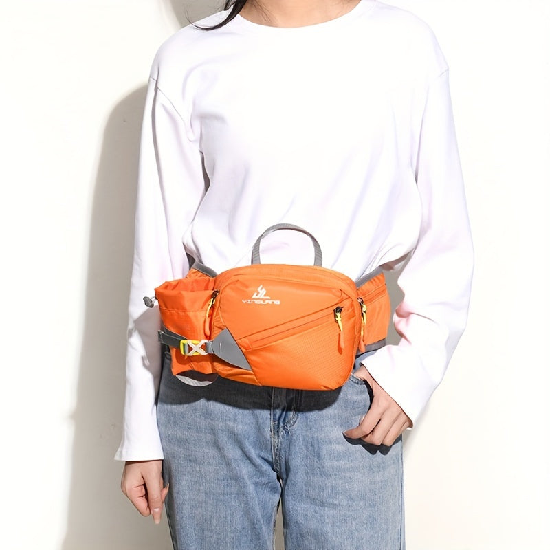 Alsidig løbebæltetaske med vandflaskeholder – Holdbar nylon med lynlåse til vandreture og maratonløb 4