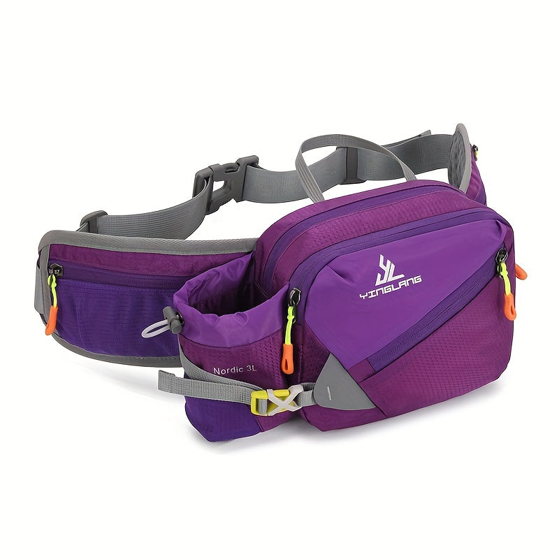 Alsidig løbebæltetaske med vandflaskeholder – Holdbar nylon med lynlåse til vandreture og maratonløb 8