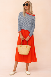 Amelia | Stribet sweater med kontrastkant 0