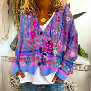 Angie | Dames warme bloemencardigan | Knoopsluiting 3