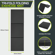 Bærbar triptyk yogamåtte med tyk polstring, skridsikker PU-overflade og håndtag 3
