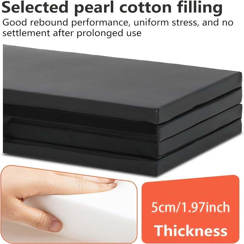 Bærbar triptyk yogamåtte med tyk polstring, skridsikker PU-overflade og håndtag 4