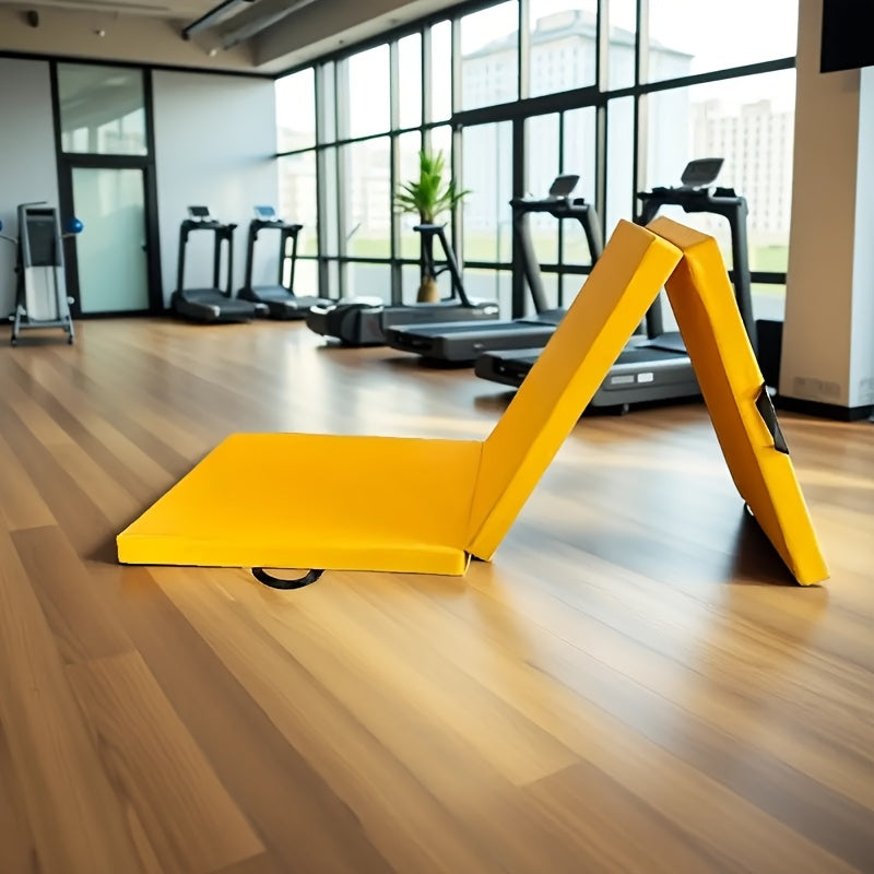 Bærbar triptyk yogamåtte med tyk polstring, skridsikker PU-overflade og håndtag 8