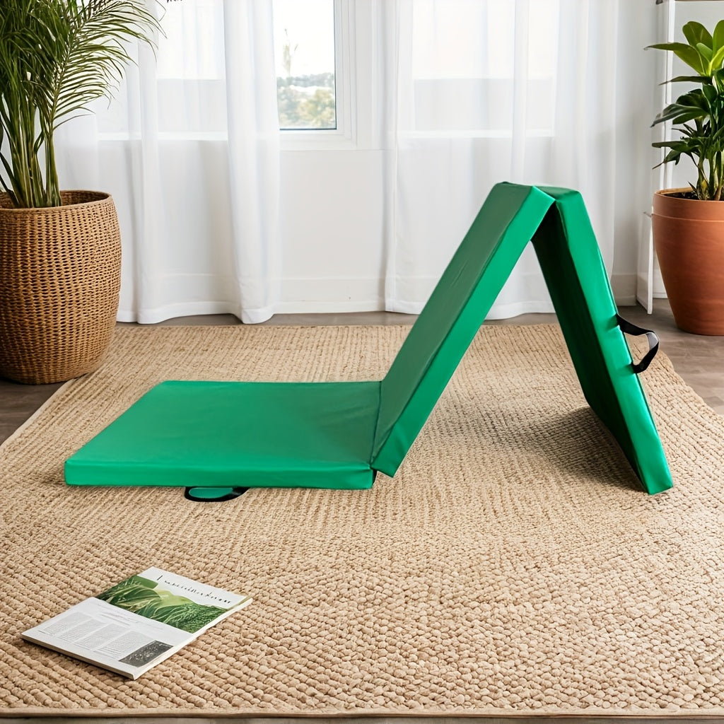 Bærbar triptyk yogamåtte med tyk polstring, skridsikker PU-overflade og håndtag 9