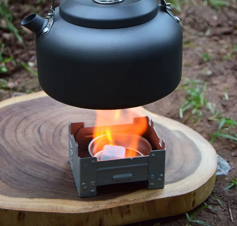Bærbart alkoholkomfur til udendørs camping – Sammenklappelig brænder til fast brændstof til nødmadlavning, let og holdbart overlevelsesudstyr 2