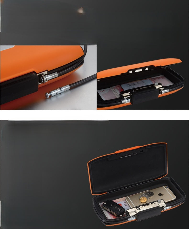 Bærbart mini-sikkerhedsskab – Opbevaringsboks med adgangskodelås og stålwire til smykker, kort, kontanter og telefonsikkerhed på farten 1