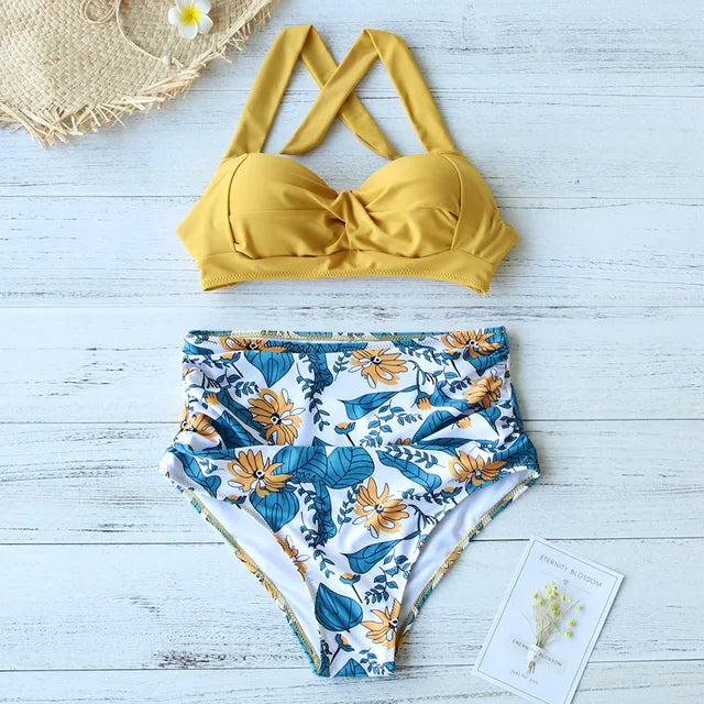 Eva | Høj Talje Bikini Sæt til Strand og Swimmingpool