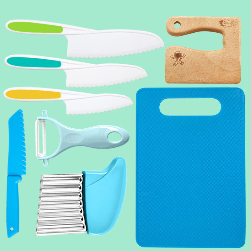 Børnemadlavningssæt med 8 dele – Børnesikre knive og BPA-fri køkkenredskaber med sjovt tilbehør 2