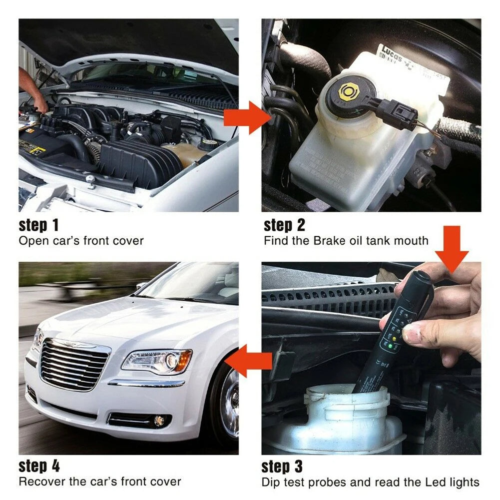 Bremsevæskemålerpen til biler – LED-indikatorværktøj til præcis diagnosticering, vedligeholdelse og sikkerhedsovervågning af bremsevæske til biler 4