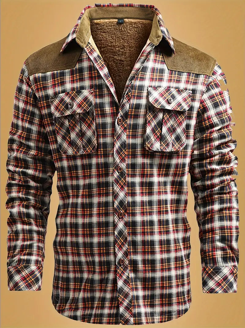 Aiden | Modetjekket Flanelljakke med Suede Detaljer til Mænd