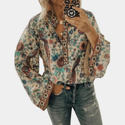 Elegant bluse med blomsterprint til kvinder