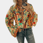 Elegant bluse med blomsterprint til kvinder