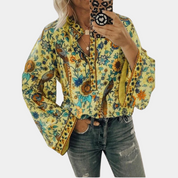 Elegant bluse med blomsterprint til kvinder