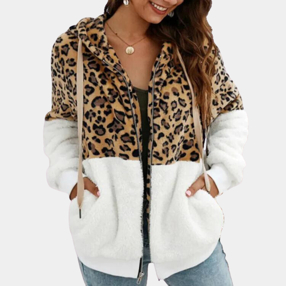 Cleo | Dametrøje med hætte leopardprint