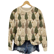 Dame Hyggelig Strik Juletrøje Varm Strikstof 1