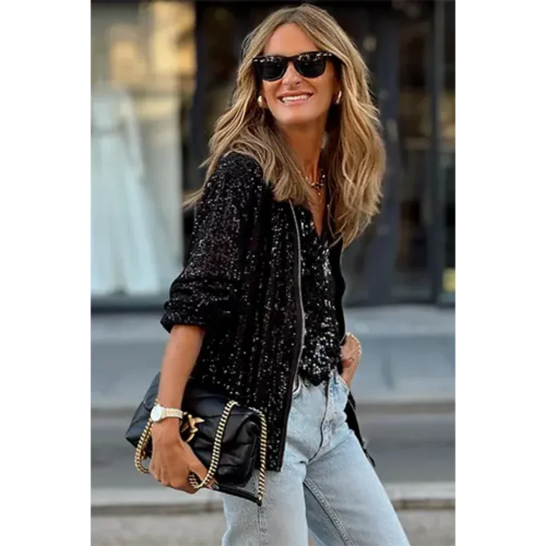 Dame bomberjakke med lynlås | Langærmet 3