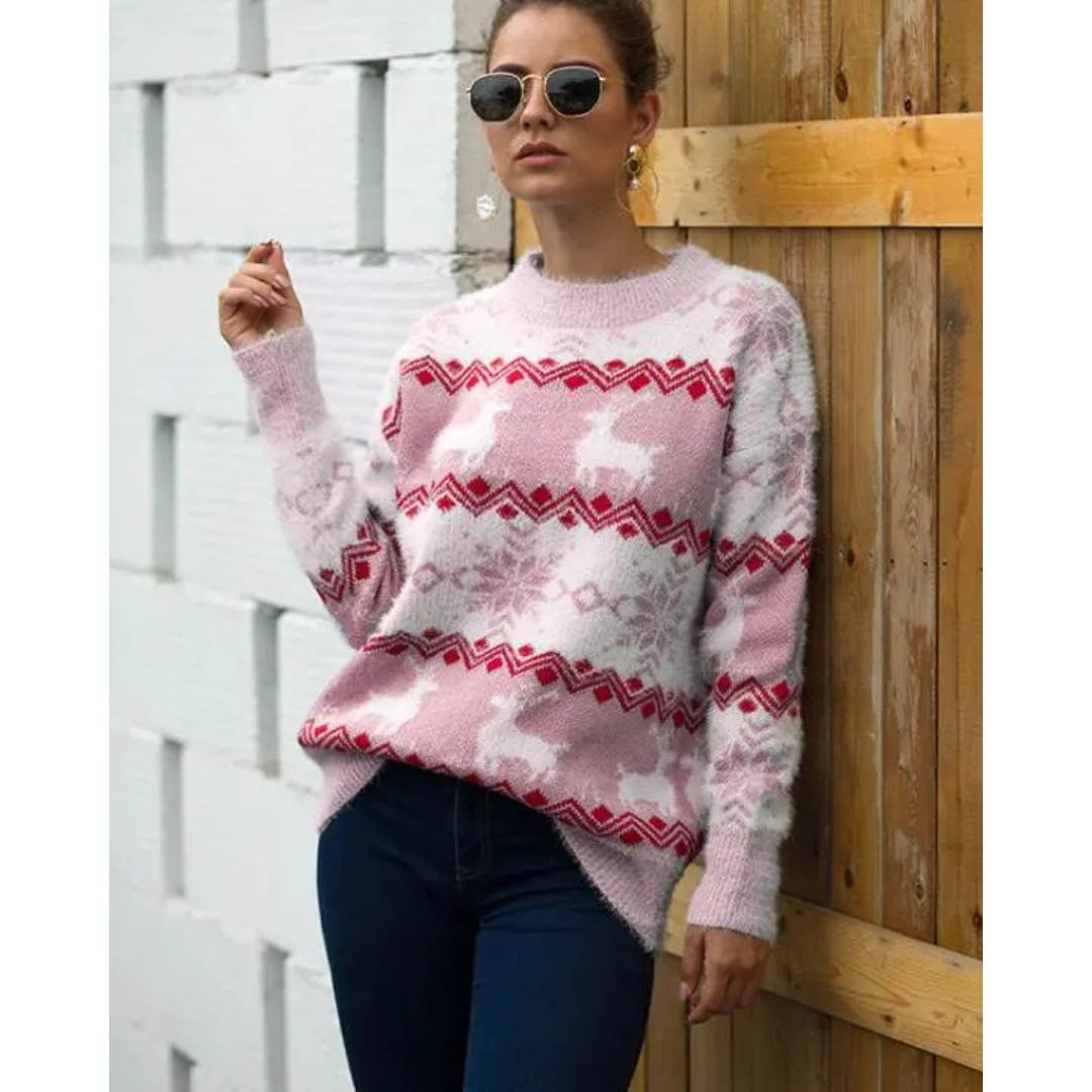 Dame festlig juletrøje i varm stofblanding 0