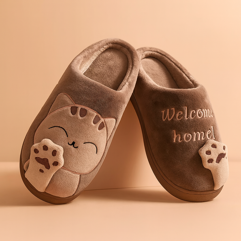 Dame kattetøfler | Bløde, varme og skridsikre vintertøfler 0