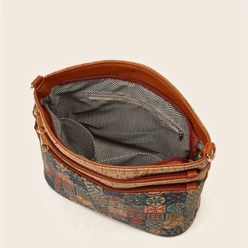 Dame skuldertaske i etnisk stil i PU-læder 5