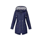 Dame vindtæt regnjakke med hætte | Langærmet 2