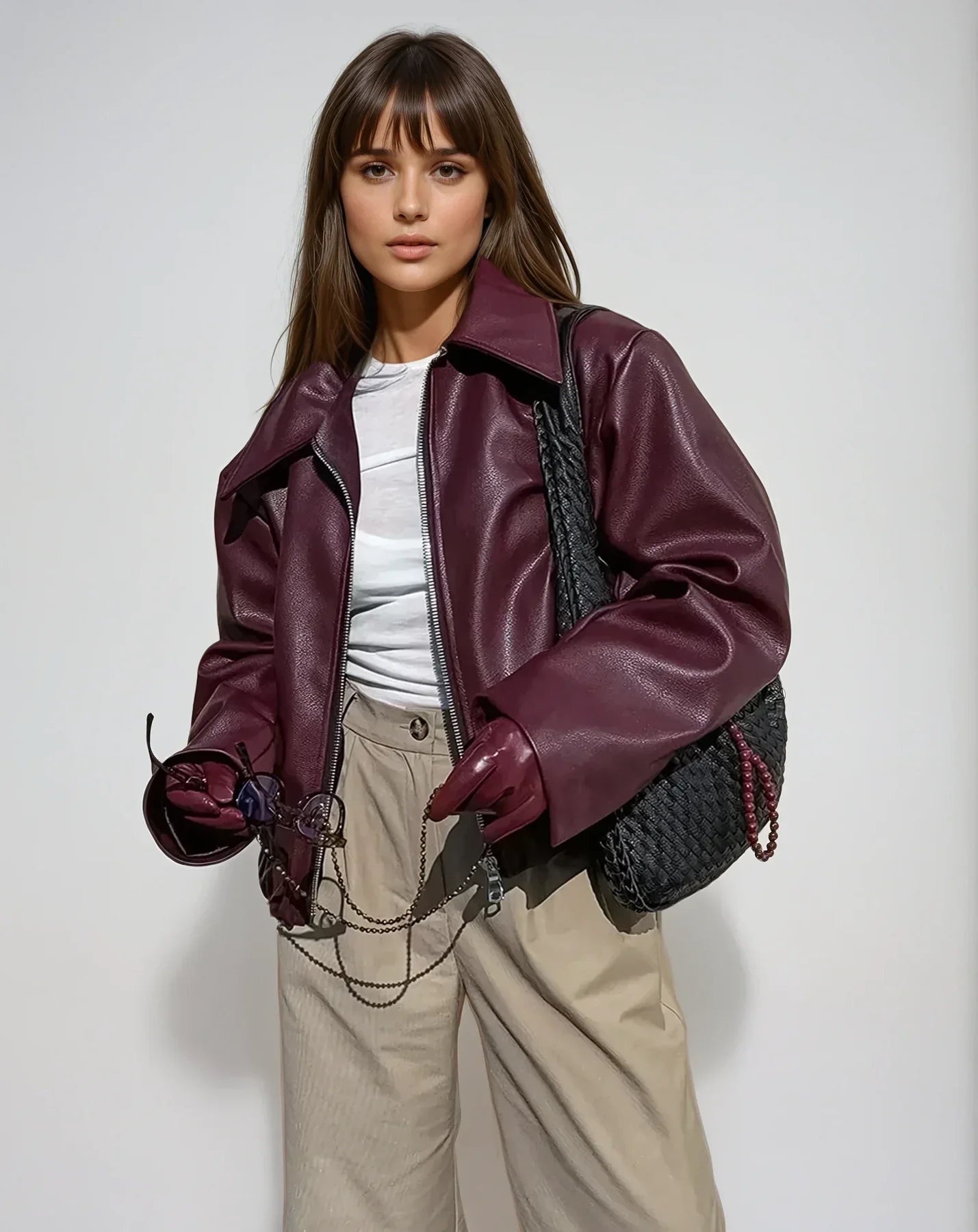 Dame vintage rød jakke | Med lynlås 1