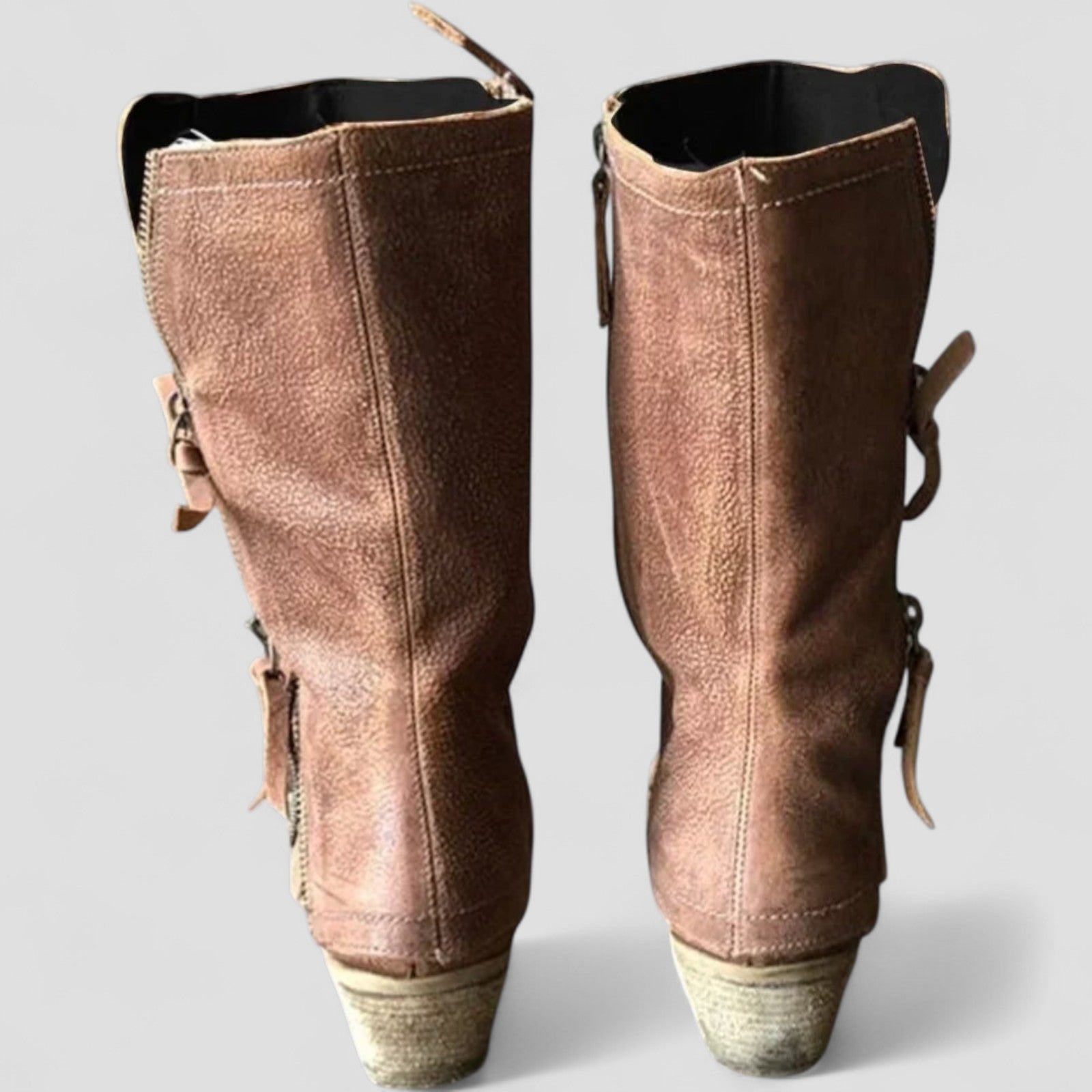 Dame vinterstøvler med lynlås og hæl til mellemlang læggen 3