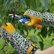 Damehavehandsker – Holdbar grøn blomsterprint, tornesikker kohudhandske med touchscreen-funktion, åndbart havearbejdstilbehør 2