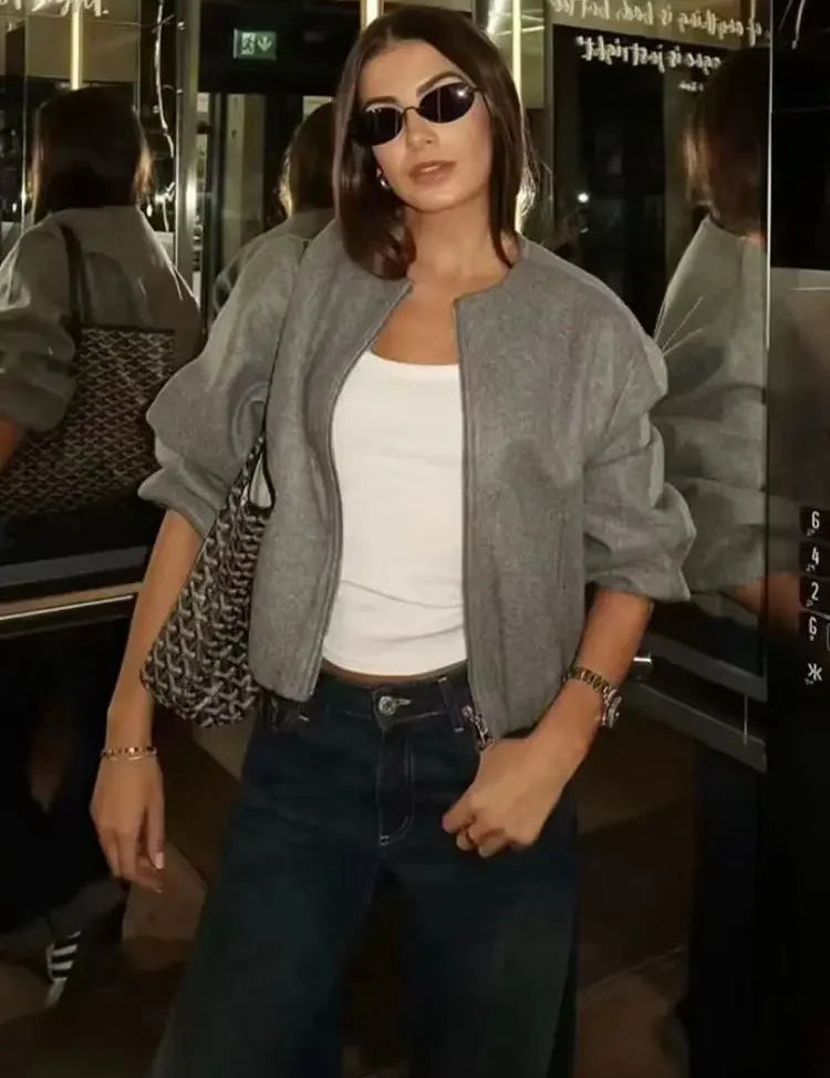 Dameovergangsjakke med rund hals | Langærmet 4