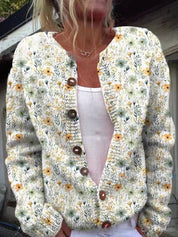 Dames bloemencardigan | ronde hals 1