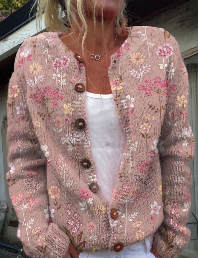Dames bloemencardigan | ronde hals 2