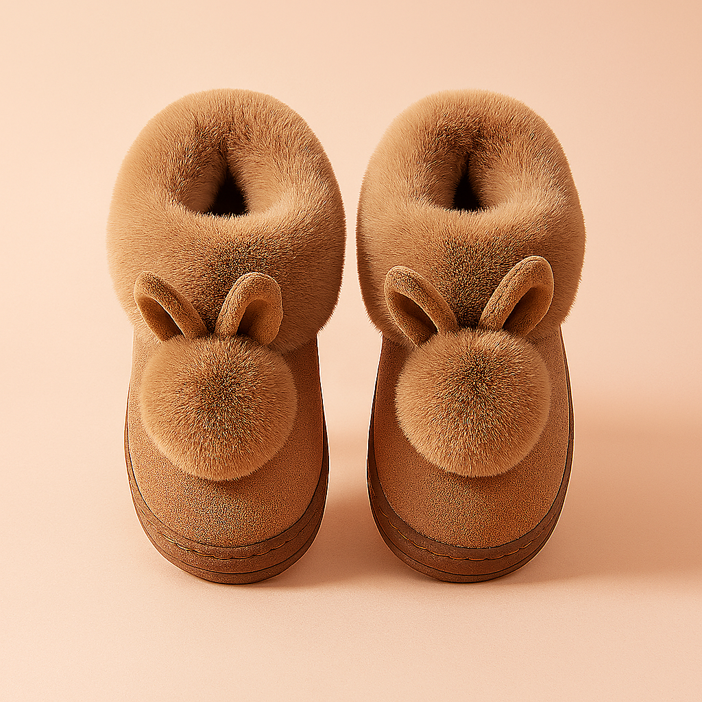 Dametøfler med kaninmotiv til vinteren | Varme og søde 1
