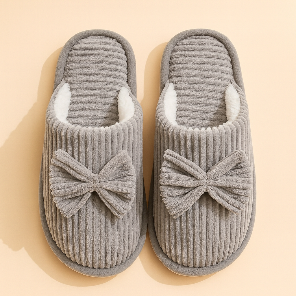 Dametøfler med sløjfe | Varme, bløde og behagelige hjemmesko 2