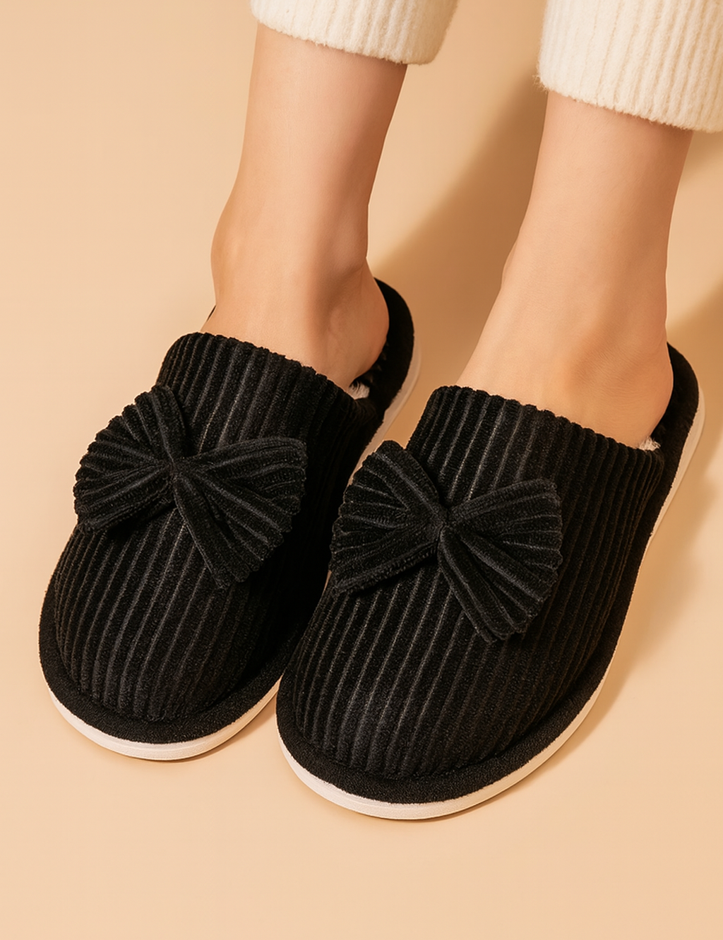 Dametøfler med sløjfe | Varme, bløde og behagelige hjemmesko 3