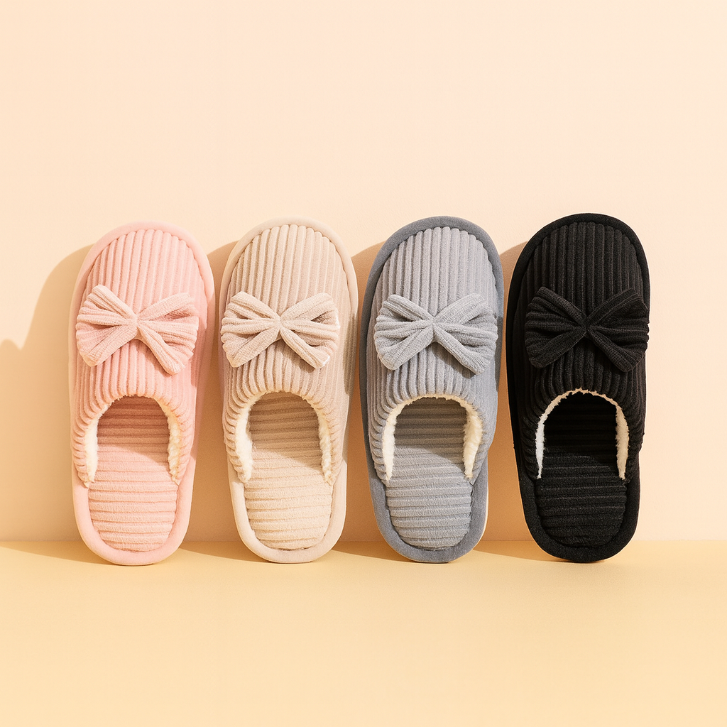 Dametøfler med sløjfe | Varme, bløde og behagelige hjemmesko 4