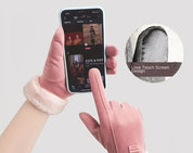 Damevinterhandsker i plys – lyserøde vanter med touchskærm og smart design med fuld finger til varmt, vindtæt og stilfuldt udendørstøj 7