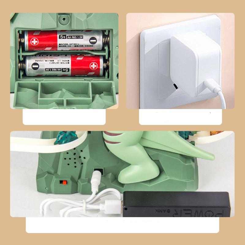 Dinosaur Race Track Legesæt – Interaktiv bane med LED-belysning og automatiske klatrebiler til børn 5