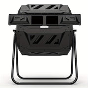 Dobbeltkammerkompostbeholder – 43-gallon effektiv roterende affaldsblander med handsker, ideel til miljøvenlig havearbejde og køkkengenbrug 8