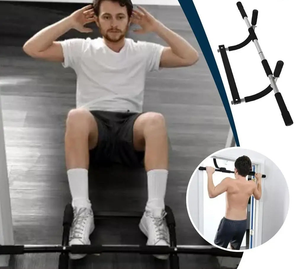 Døråbnings pull-up stang til hjemmegym – Indendørs body trainer til full body fitness, let ophængbar stang med skumgreb og robust design 5