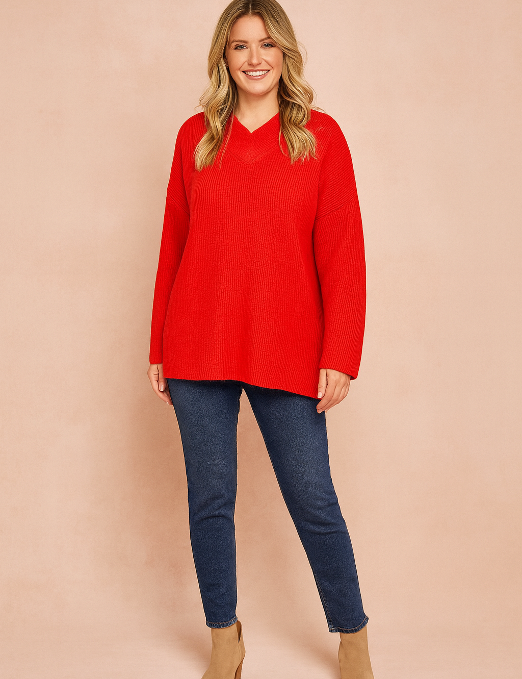 Dorota | Oversized sweater med V-hals 0