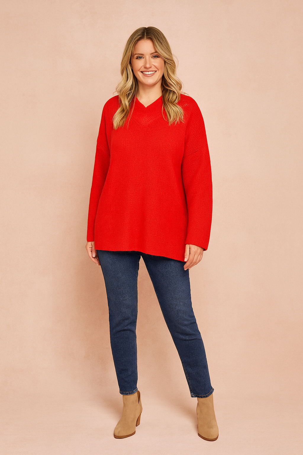 Dorota | Oversized sweater med V-hals 0