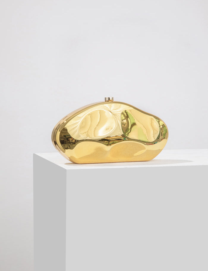 Elegant, struktureret clutch til kvinder i guldfarvet luksus 1