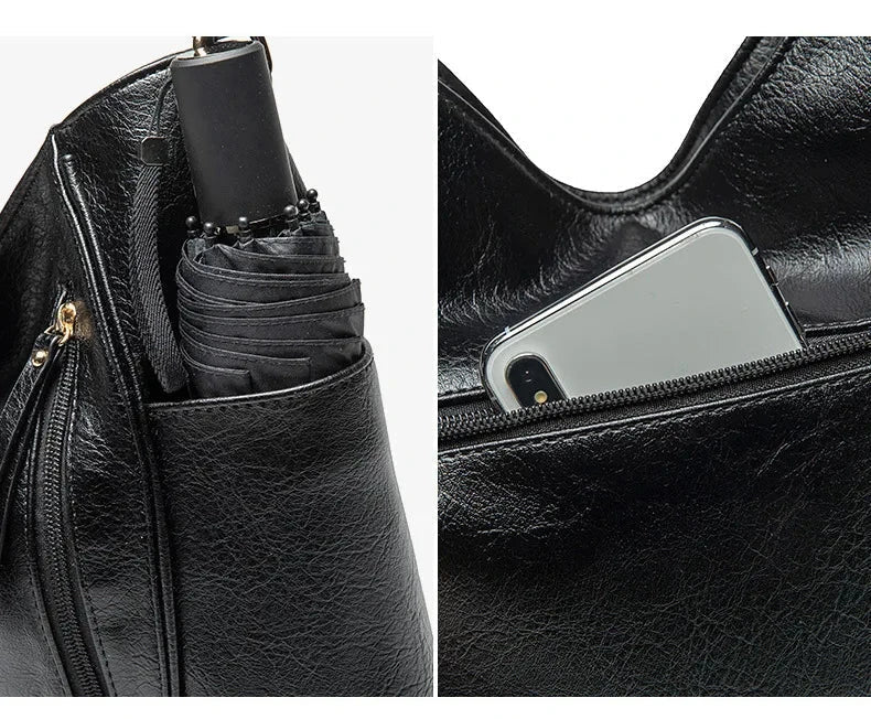 Elegant skuldertaske til kvinder i rummelig PU 7