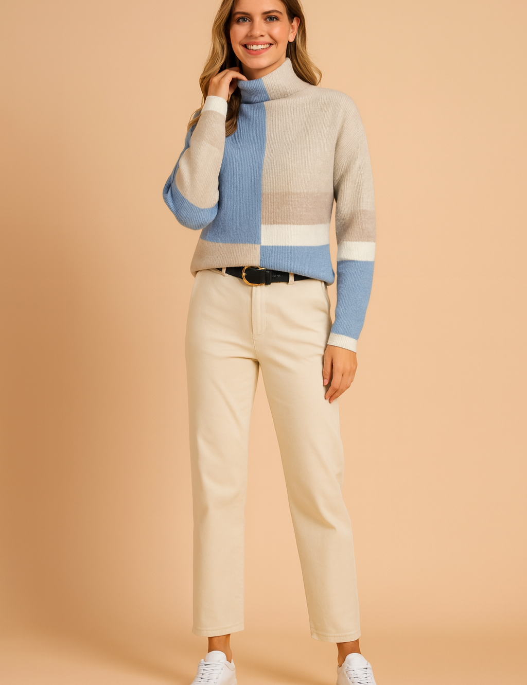 Emilia | Geometrisk sweater med høj hals 0