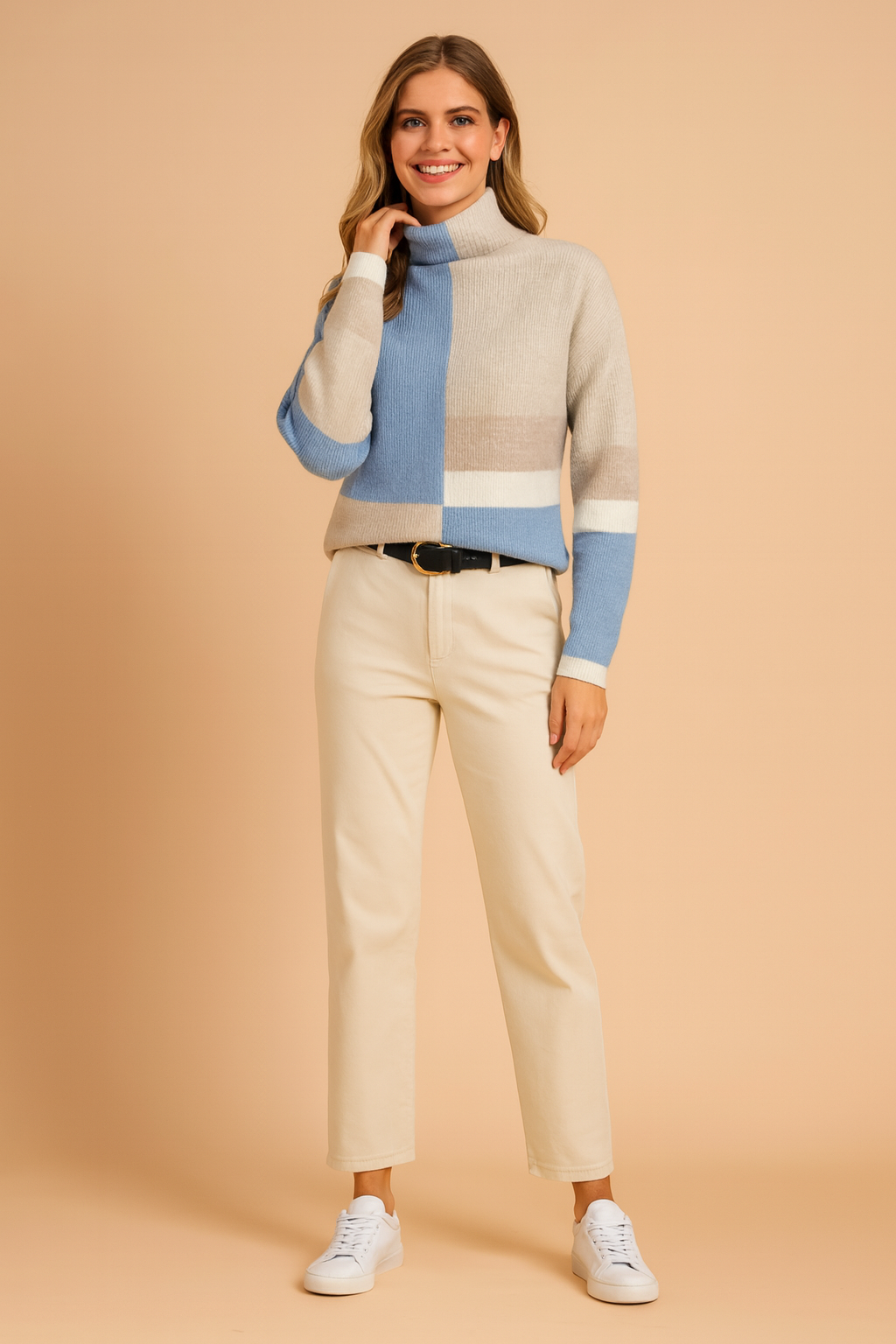 Emilia | Geometrisk sweater med høj hals 0