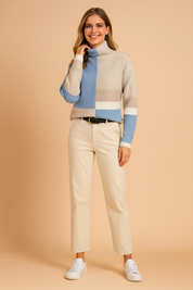 Emilia | Geometrisk sweater med høj hals 0