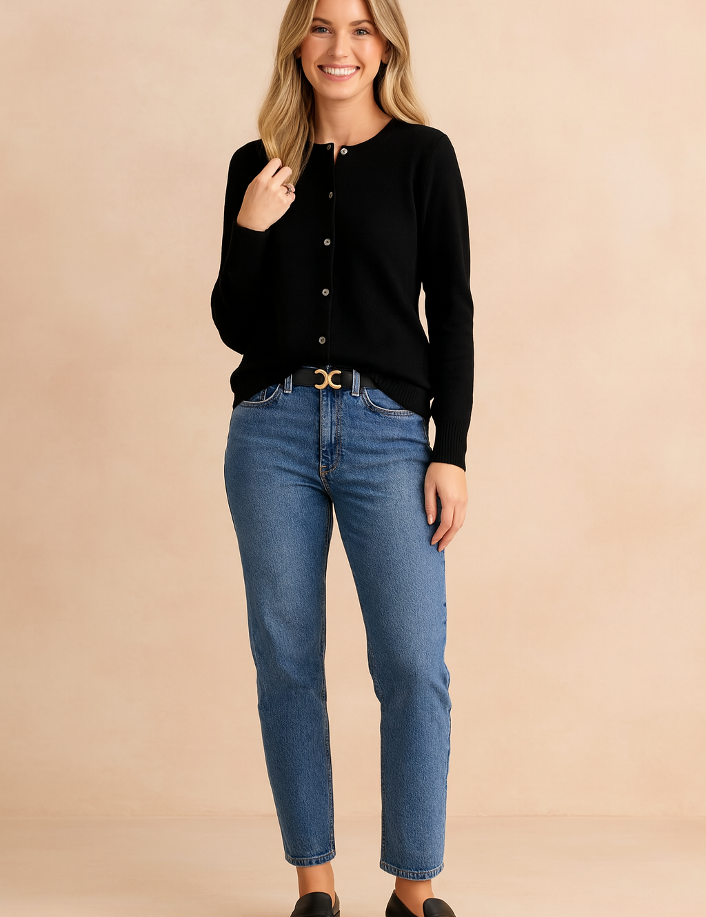 Ewa | Klassisk cardigan med rund hals 0